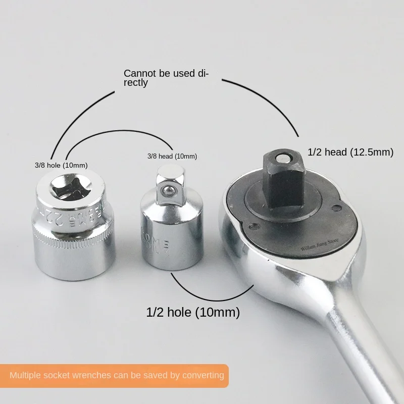 Imagem -04 - Ratchet Wrench Socket Adapter Grupo Pequeno Volante Cr-vs Chrome Vanádio Aço Médio Volante Volante Grande