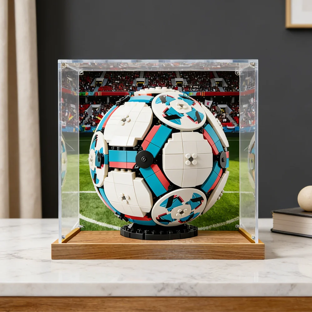 3mm Dustproof Display Box for lego 43019 Football Soccer Ball Model Display Case Storage Box Organizer(Lego Set not Included)