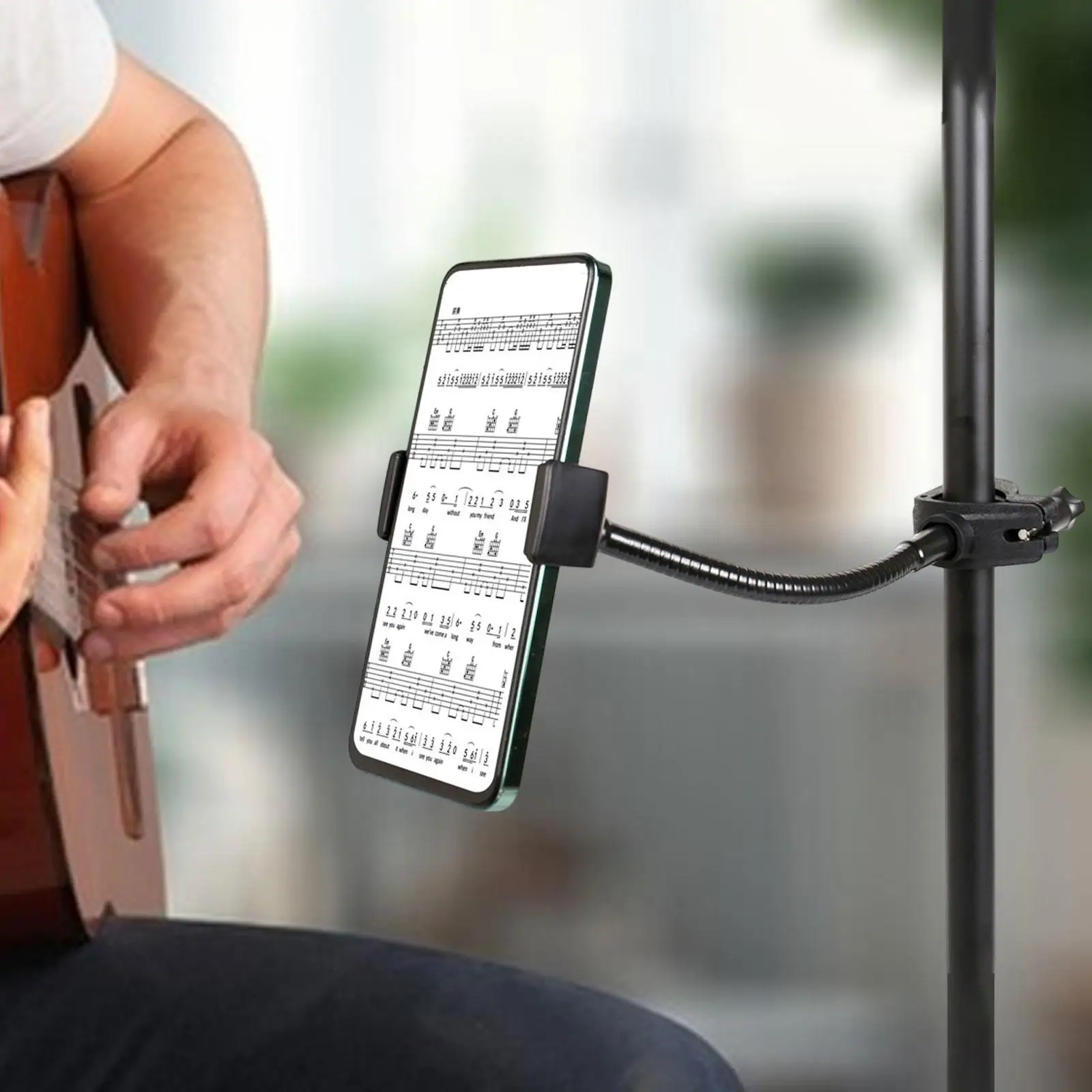 Mic Stand Phone Holder 360° Rotatable Adjustable Gooseneck Arm Cell Phone