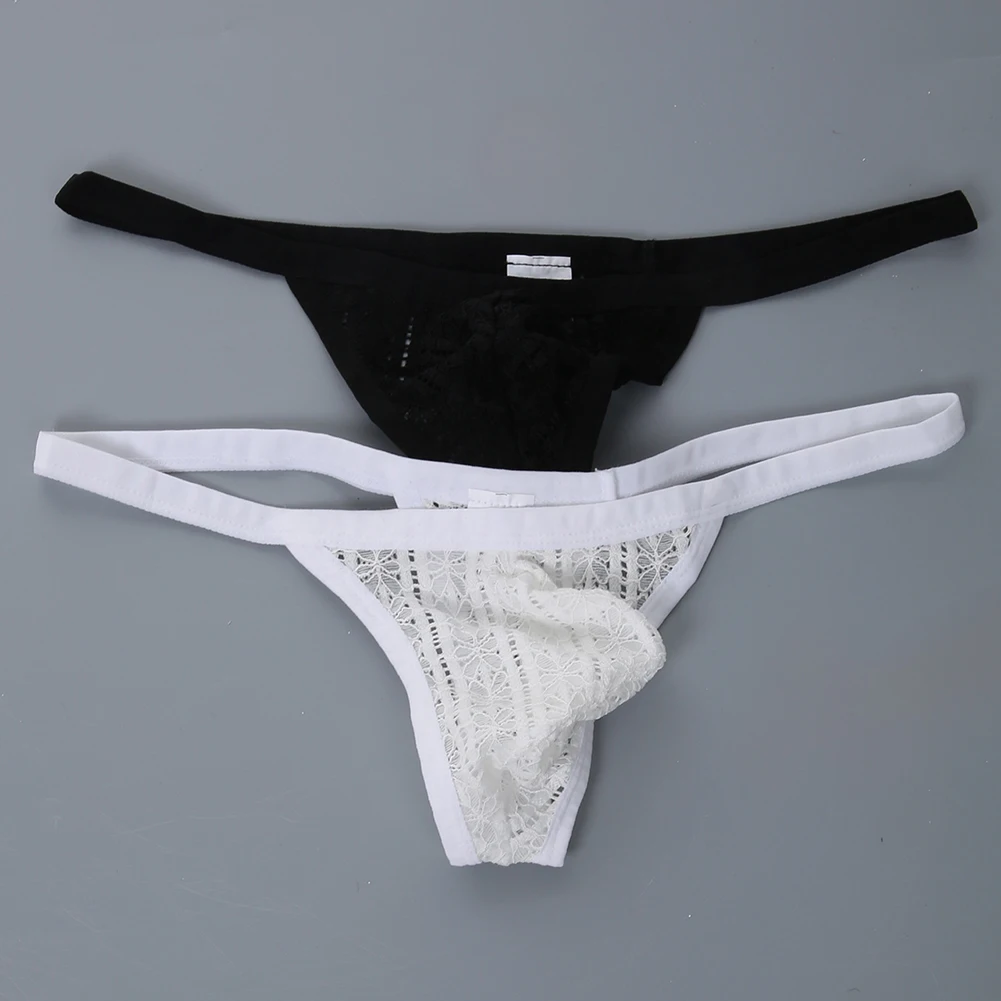 

Transparent Thongs For Men Thongs M-2XL Men Thongs Breathable Mesh Lace Detail Transparent Mesh U Convex Pouch