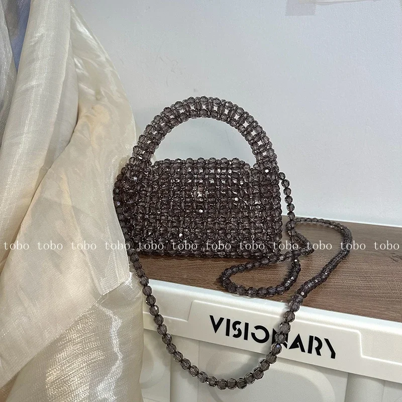 Customized Bead Bag Green Hand-woven Celebrity Handbags Unique Design Ladies Party Bag Top-handle Purses and Handbags