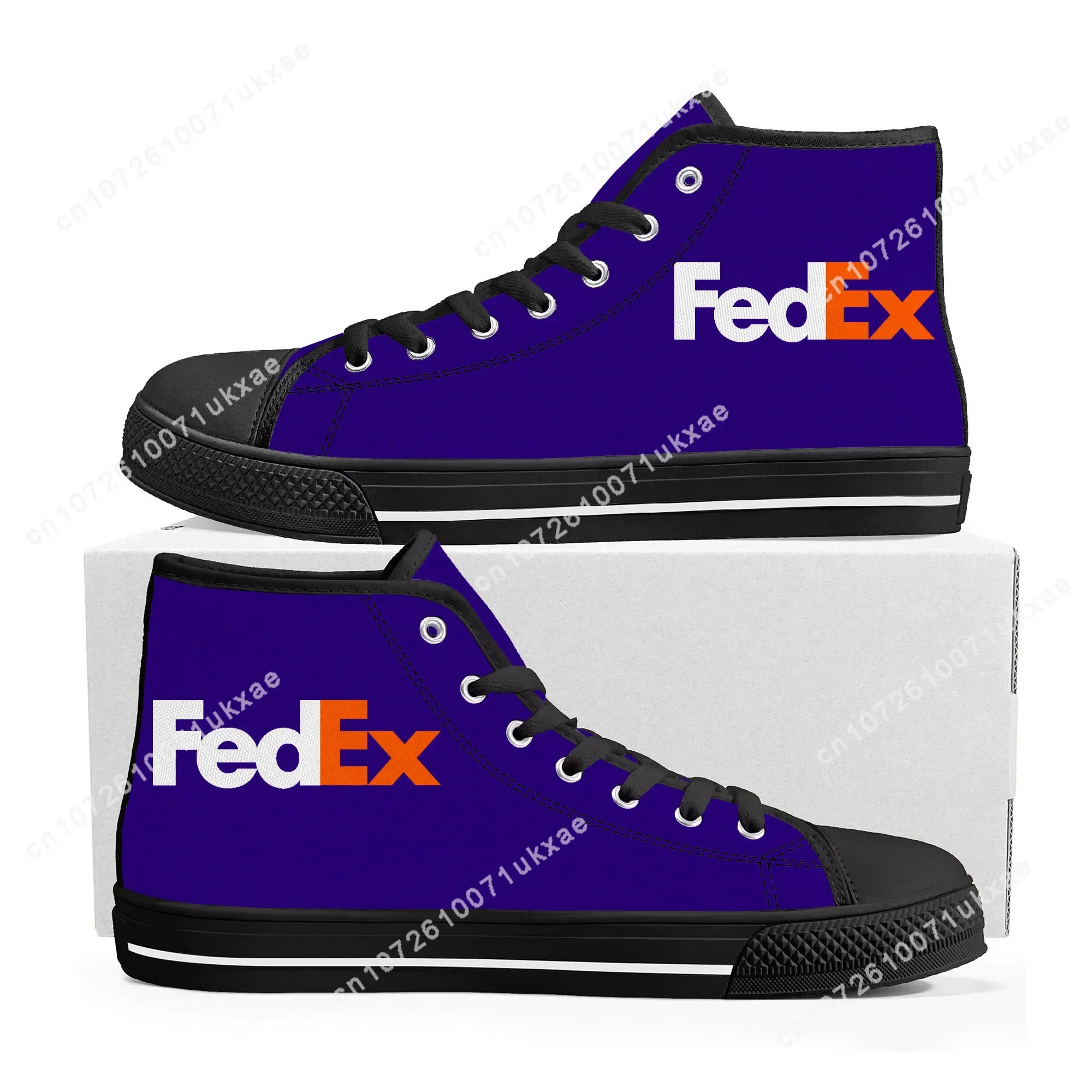 FedEx-Zapatillas altas de lona para hombre y mujer, zapatos informales personalizados de alta calidad, envío por mensajería de los Estados Unidos