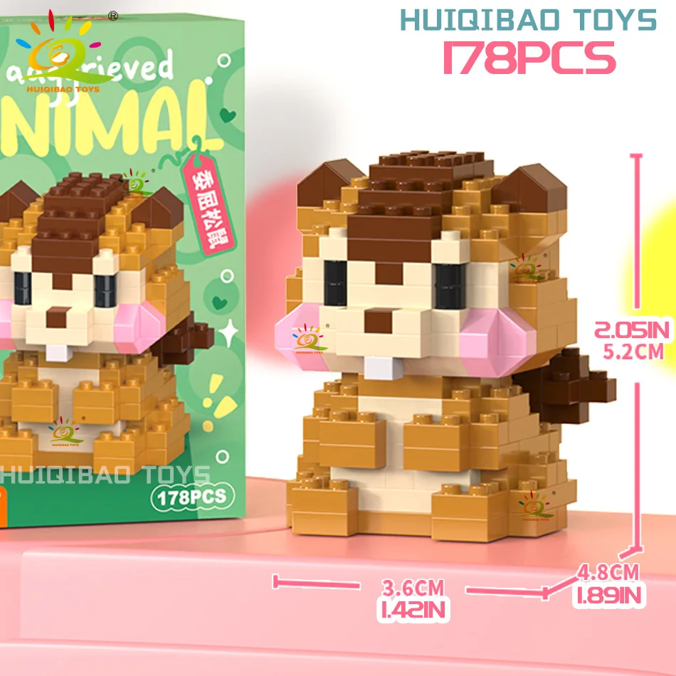 HUIQIBAO MINI Niedliches Haustier Tier Pinguin Modell Baustein Micro Set Stadt Cartoon Löwe Diamant Steine Lernspielzeug für Erwachsene