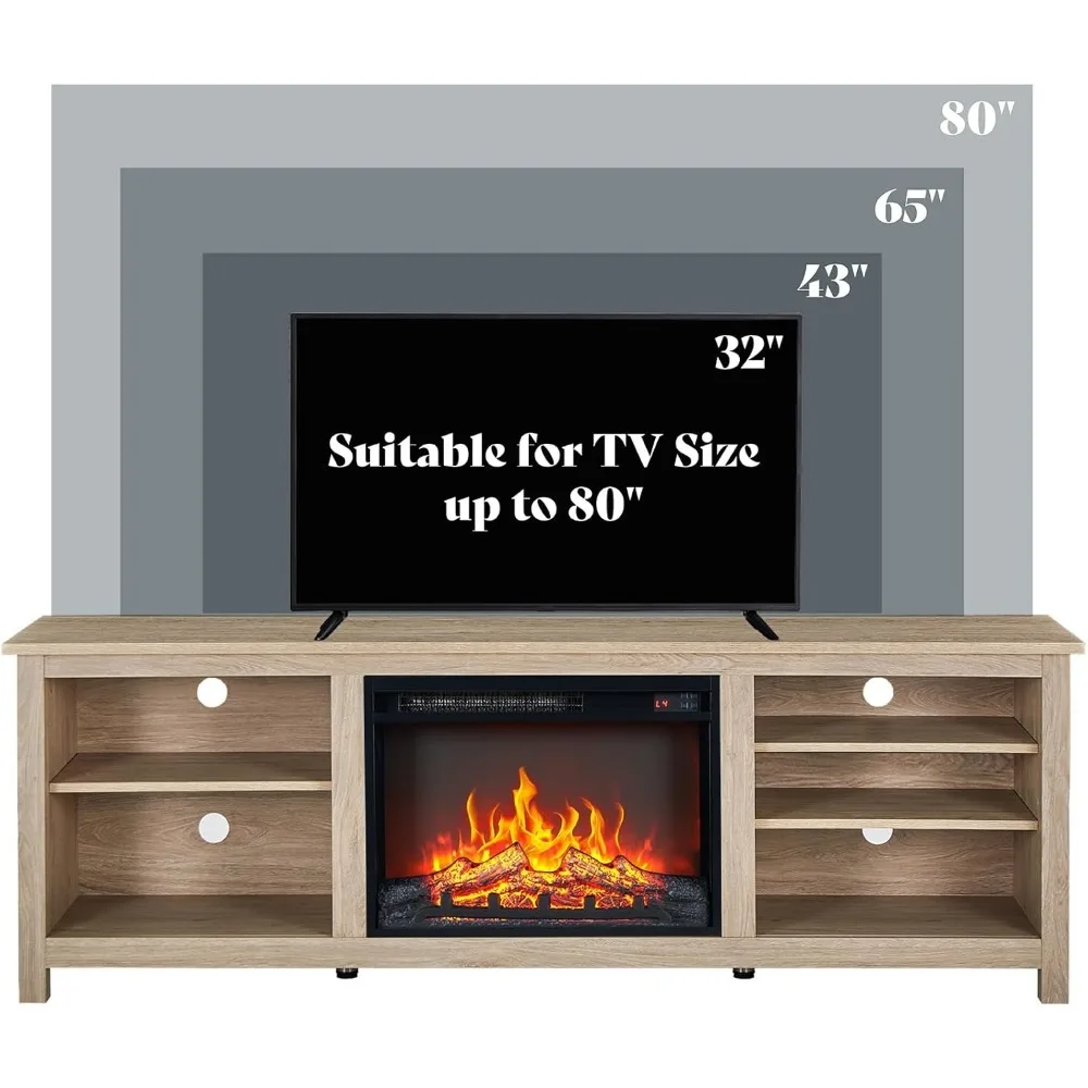 حامل تلفزيون مدفأة، مركز ترفيه من الخشب الملمس مع مدفأة كهربائية مقاس 23 بوصة، حامل ترفيه للمزرعة، تلفزيون الوسائط