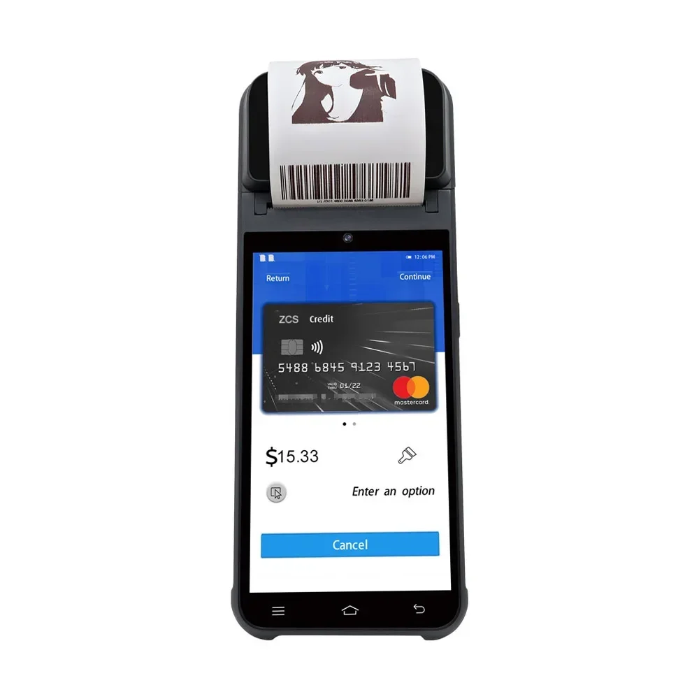 Горячая распродажа ZCS Z92 2024, мобильный сенсорный экран, POS-терминал, портативный Android POS-терминал со встроенным принтером, портативная POS-система Android