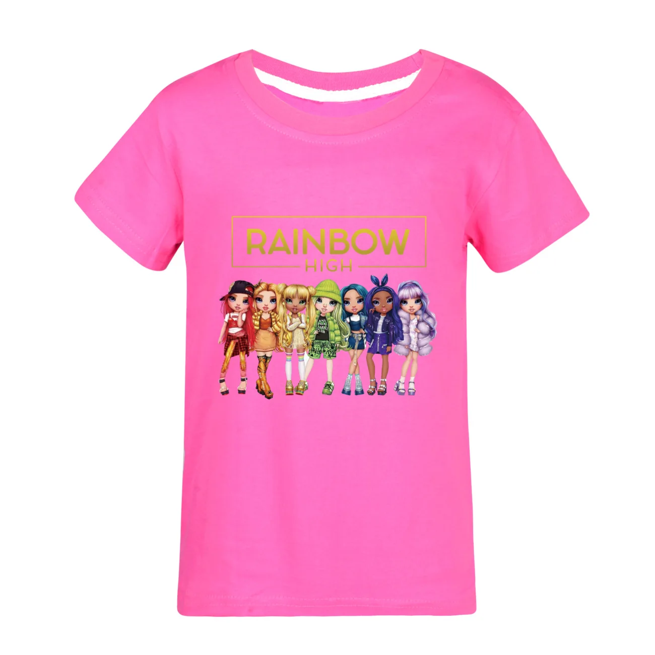 New Rainbow High T Shirt Kids Summer Clothes Girl Short Sleeve Tops Toddler Boy Fashion Streetwear Children Casual Clothing