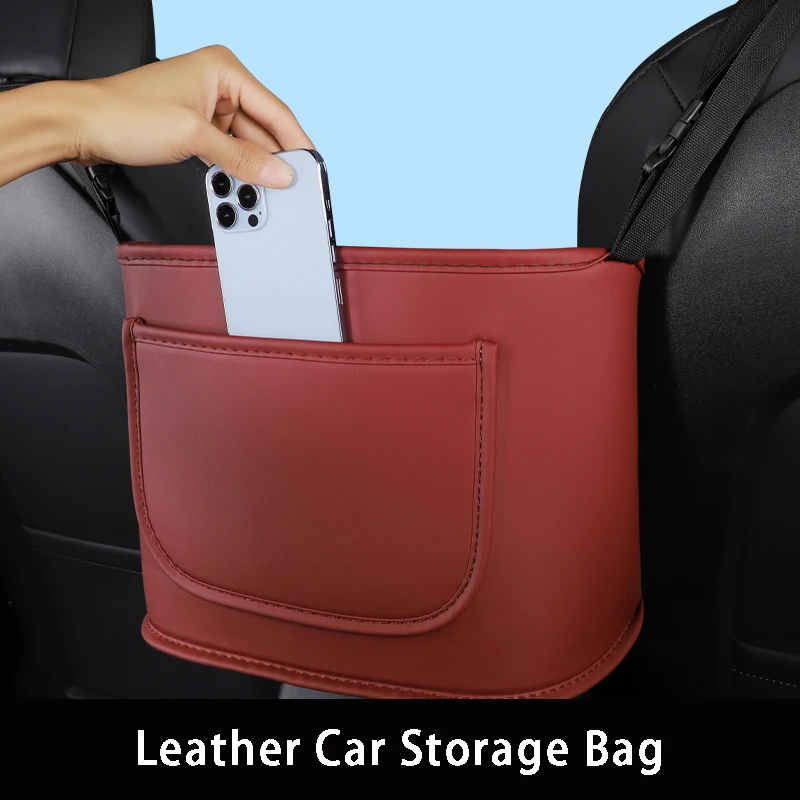 

Leather Car Storage Bag Large Capacity Organizer Barrier Handbag Holder Armrest Box Storage for Car Interior Seat Back Tidying