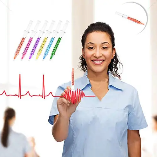 50Pcs Syringe Pens Pill Pens Syringe Highlighters Fluorescent Watercolor Pen 