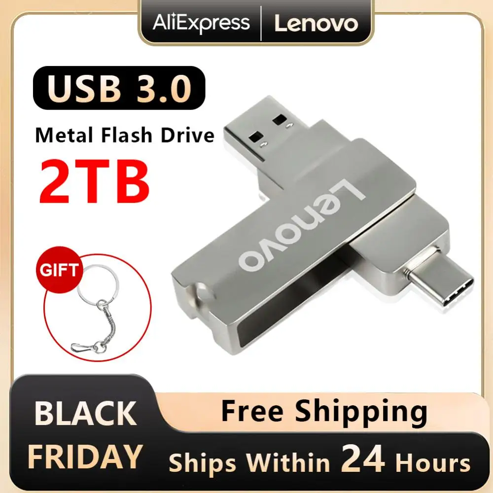 Lenovo USB3.0 OTG Pendrive 1TB Usb Flash Drive Metal Usb Memory Waterproof High-speed 2TB UDisk 128GB Pen Drive For Xiaomi Phone