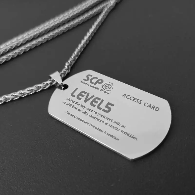 SCP Foundation stainless steel Tags hard work access card necklace scp-7