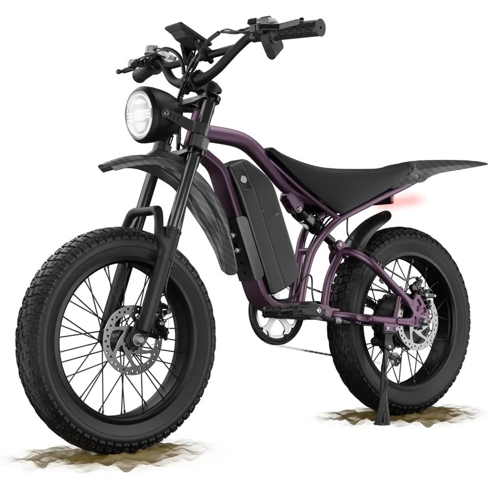 

Электровелосипед для взрослых – толстые шины 20x4.5 дюймов, мотор 1200 Вт, аккумулятор 48В 15Ач, 7 скоростей, двойные дисковые тормоза для бездорожья, настраиваемый