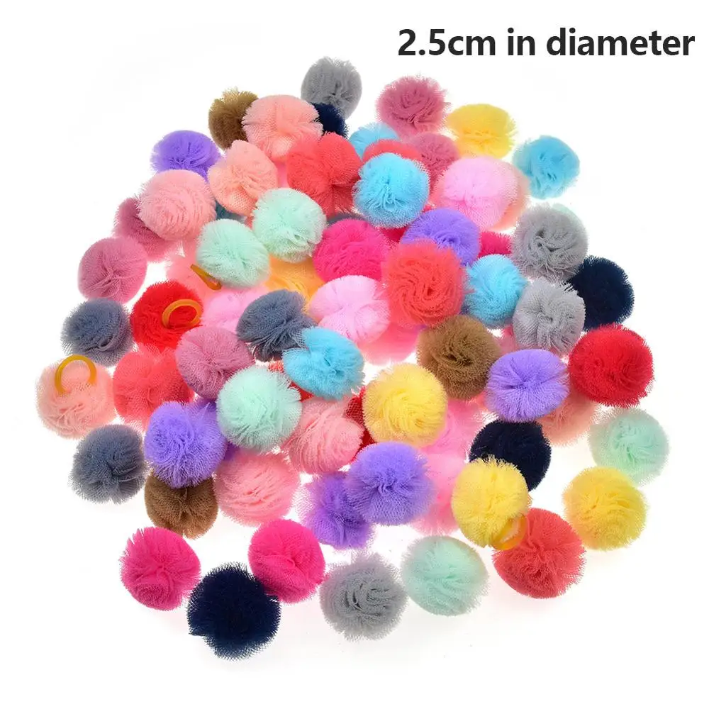 New 50/100pcs Pet Dog Hair Accessories Samll dog Puppy Cat Hair Bows Round Lace Bows rubber bands Pet Grooming products