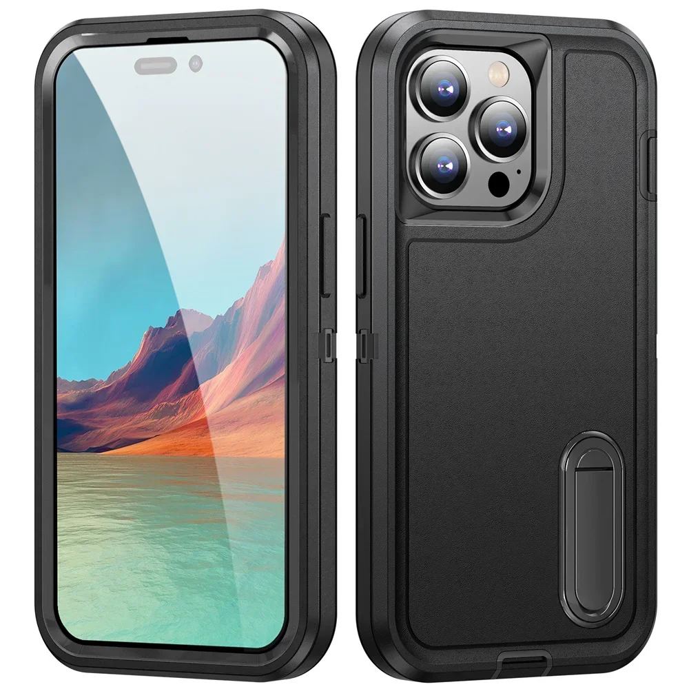 

New Case For iPhone 17 16 13 12 14 15 Pro Max Plus Heavy Duty Shockproof Anti-Scratch Rugged Protective with Kickstand Cover