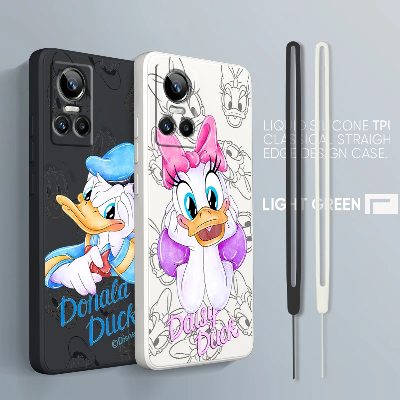 Donald Duck Daisy Cute For OPPO Realme GT Neo 3 2 Master 8 9 Narzo 50A 50i Reno 7 Silicone Soft Liquid Rope Phone Case Cover