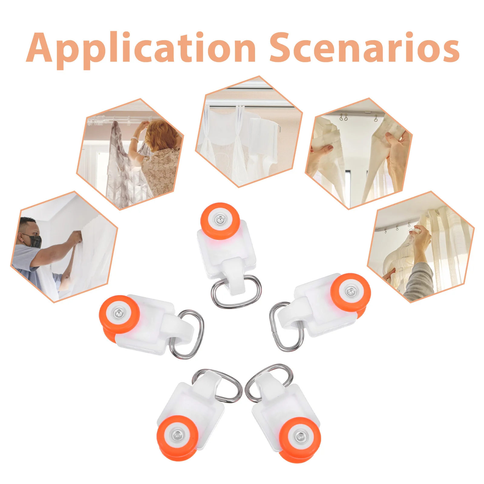 100 szt. Rolki do szyn zasłon, dwukołowe, do ciężkich zasłon, system przesuwania, cichy i płynny mechanizm, do okien sufitowych