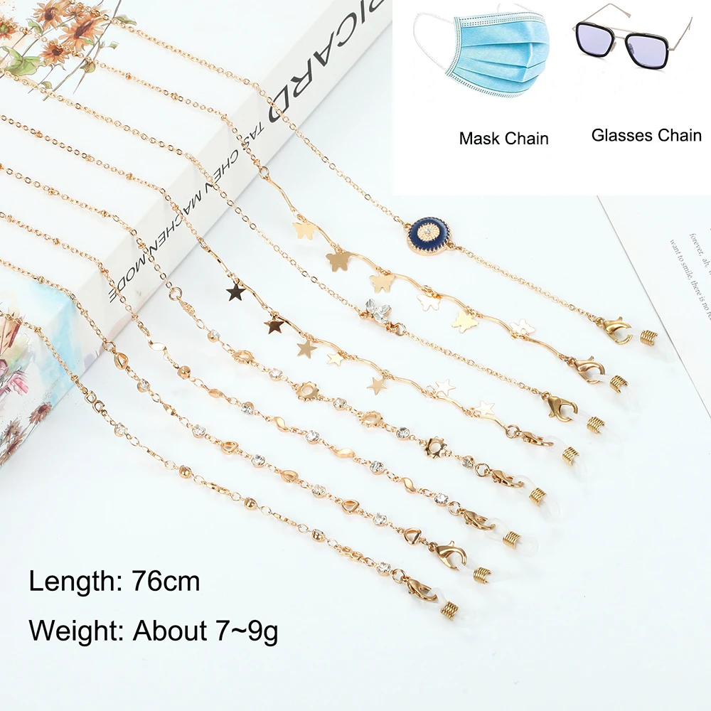 

Fashion Sunglasses Chain for Women Men Gold Metal Charms Mask Strap Glasses Lanyard Holder Neck Cord Eyewear Chains Jewelry Gift