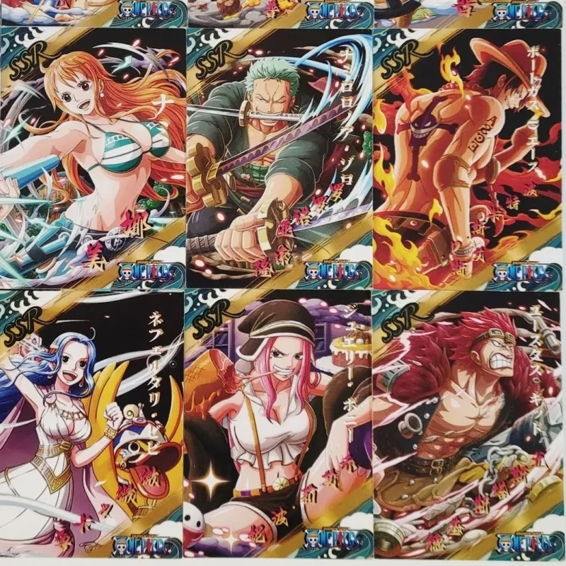 애니메이션 원피스 SSR SR 카드 세트 루피 에이스 조로 산지 나미 로빈 컬렉션 카드 크리스마스 생일 선물 어린이 장난감