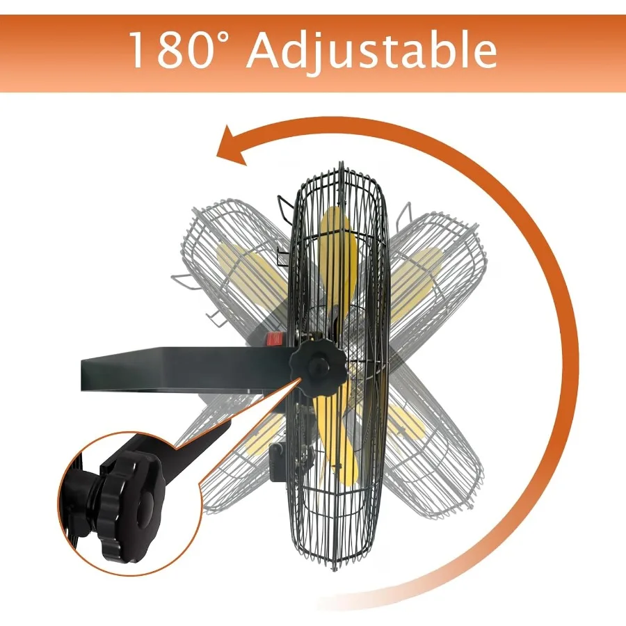 5100 CFM 20 بوصة مروحة تثبيت على الحائط في الهواء الطلق مع 3 سرعات عالية السرعة أداء تصميم مانع لتسرب الماء يتميز بمحرك مختوم IP44 #6