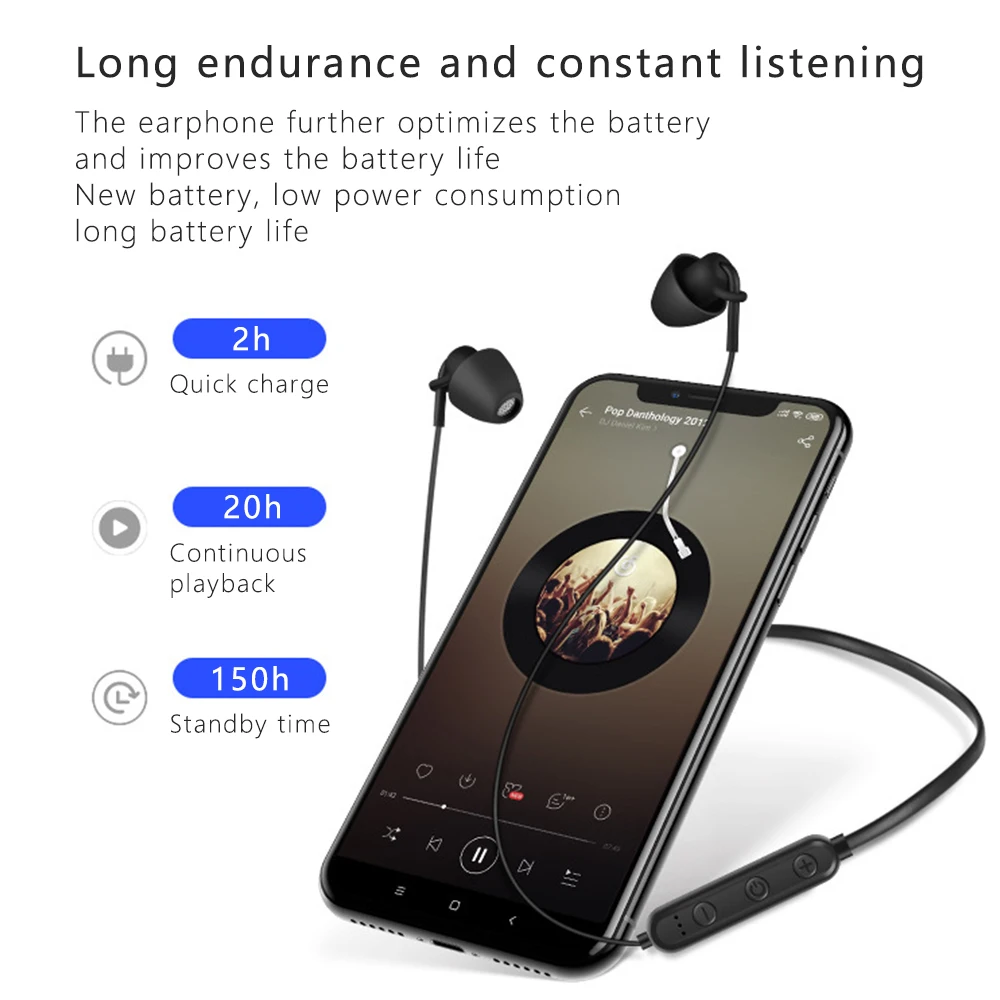 Słuchawki do spania na szyję Silikonowe bezprzewodowe słuchawki do spania Bluetooth 6D Stereo Wiszące na szyję Sportowe bezprzewodowe słuchawki Bluetooth V5.0