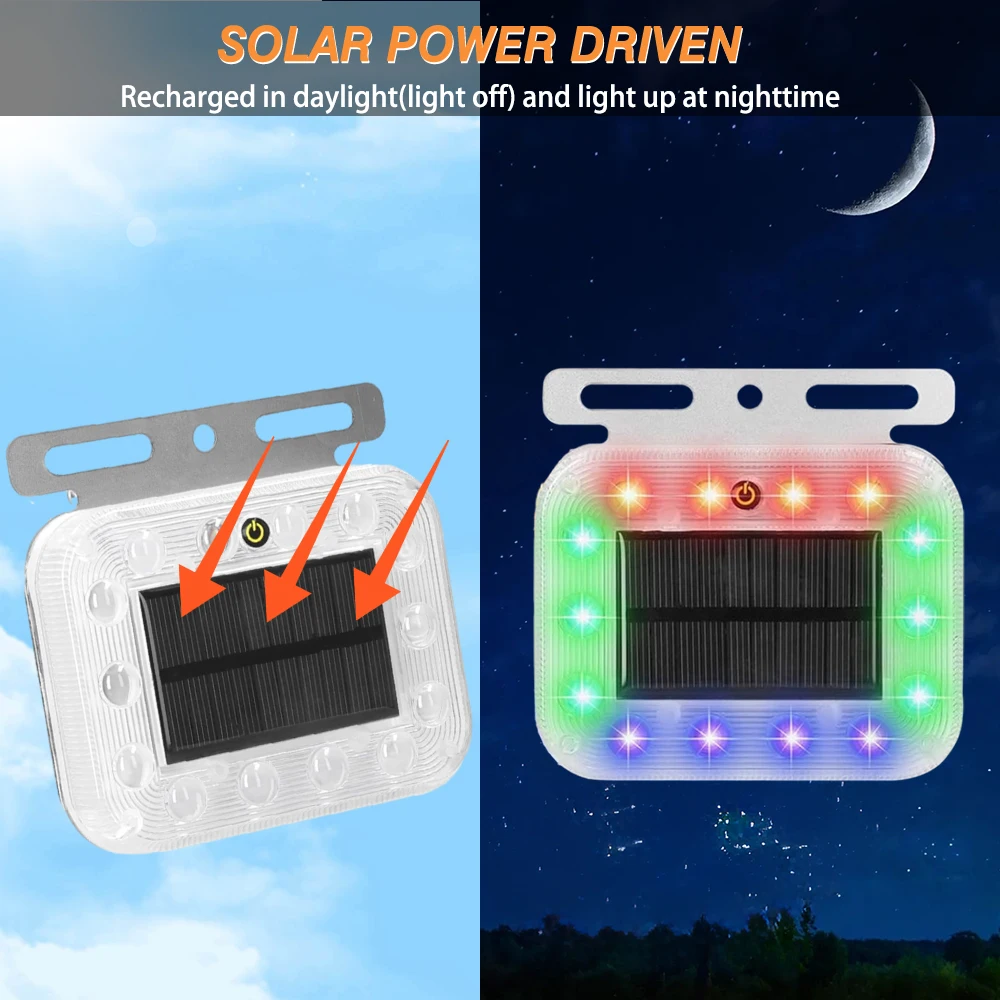 Solar Car Warning Flash Lamp LED Light Super Strong Magnetic Base Car Lamp Car Accessories  Anti-Collision Wide Tail Light