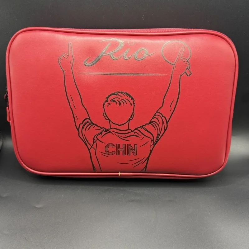 Square table tennis racket storage bag Grand Slam series leather material can hold 2 rackets can hold racket clips
