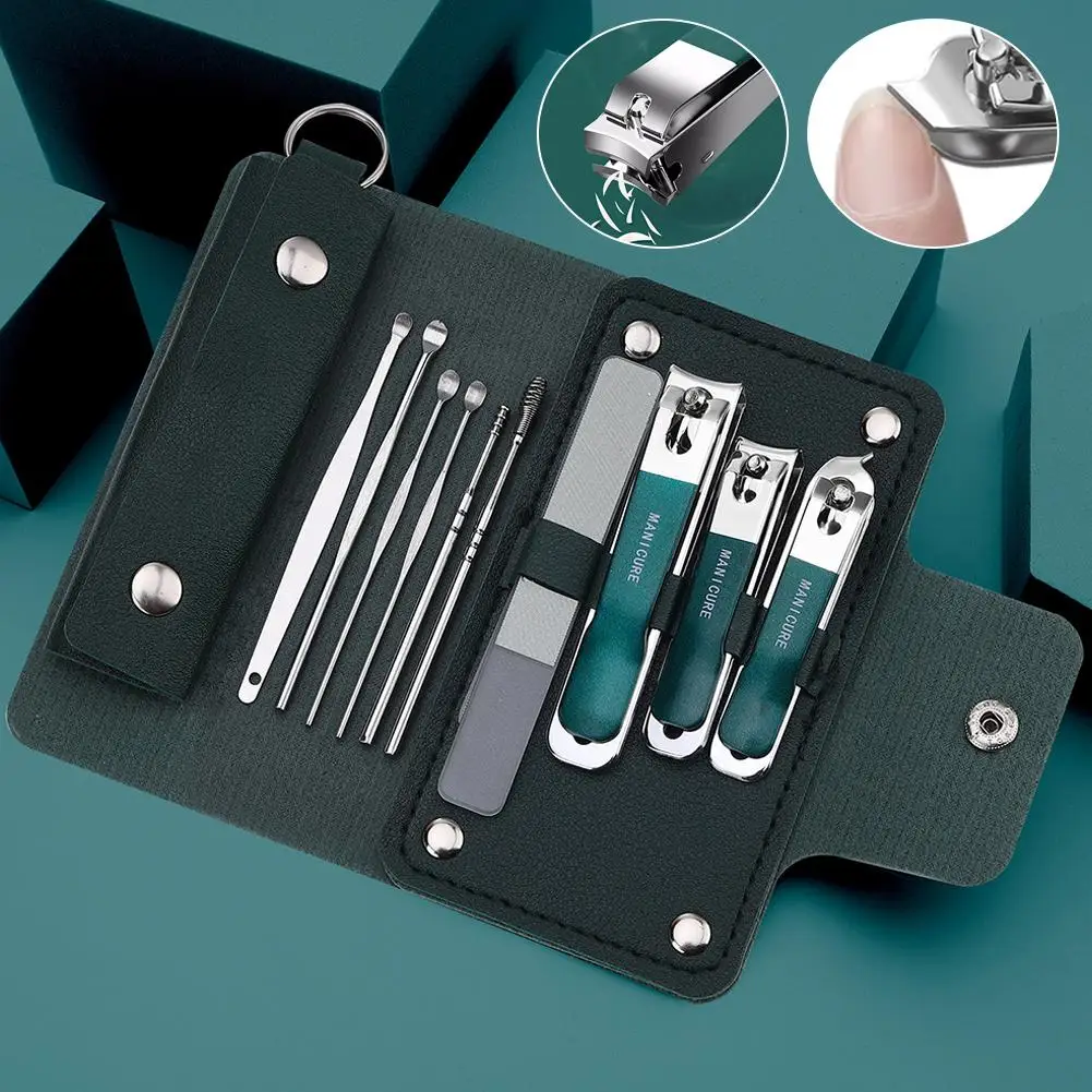 10 pièces ensembles de manucure portables Kits de pédicure ensemble d'ongles outils de soins personnels tondeuse outils de soins de pédicure choix d'oreille, cadeaux de soins à domicile