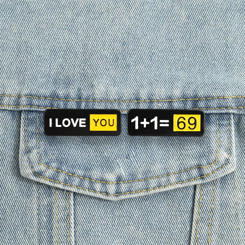 Good Girl Good Boy Emaille-Anstecknadel 1+1=69 Gleichung & Ich Liebe Dich Brosche Taschen-Abzeichen Valentinstag Schmuck Geschenk für Paare Beste Freunde – Detail 5