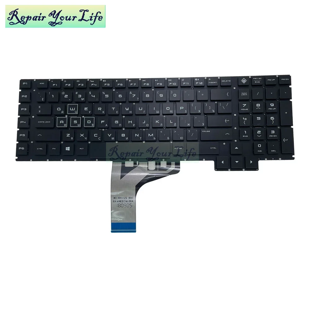 

US English Russian Backlit Keyboard for HP Omen 17-an 17-an00 Series White Gaming Laptop Keyboard Backlight Colorful TPN-Q195