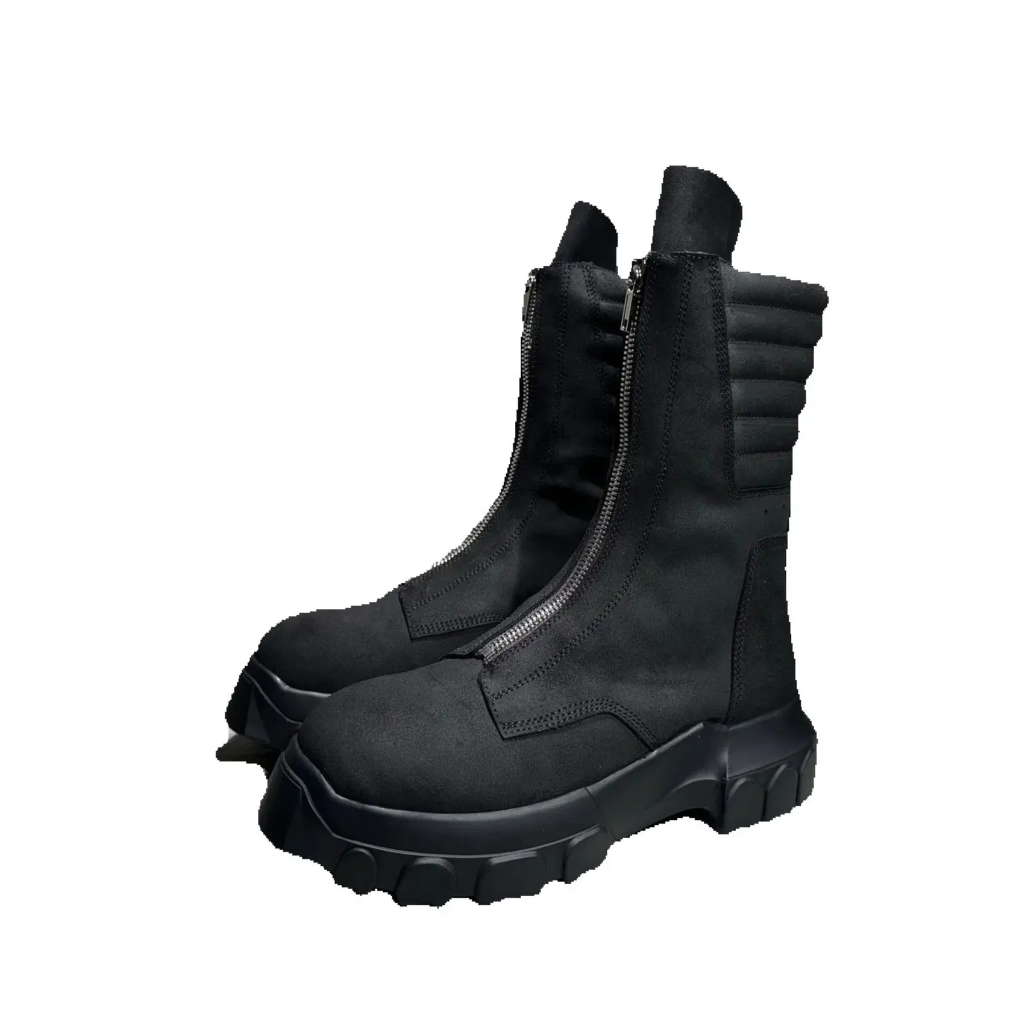 Men'S Chelsea Boots Platform High Top Man Sneakers Heels Suede Leather Zip Luxury Vintage Trendy Designer Shoes Black