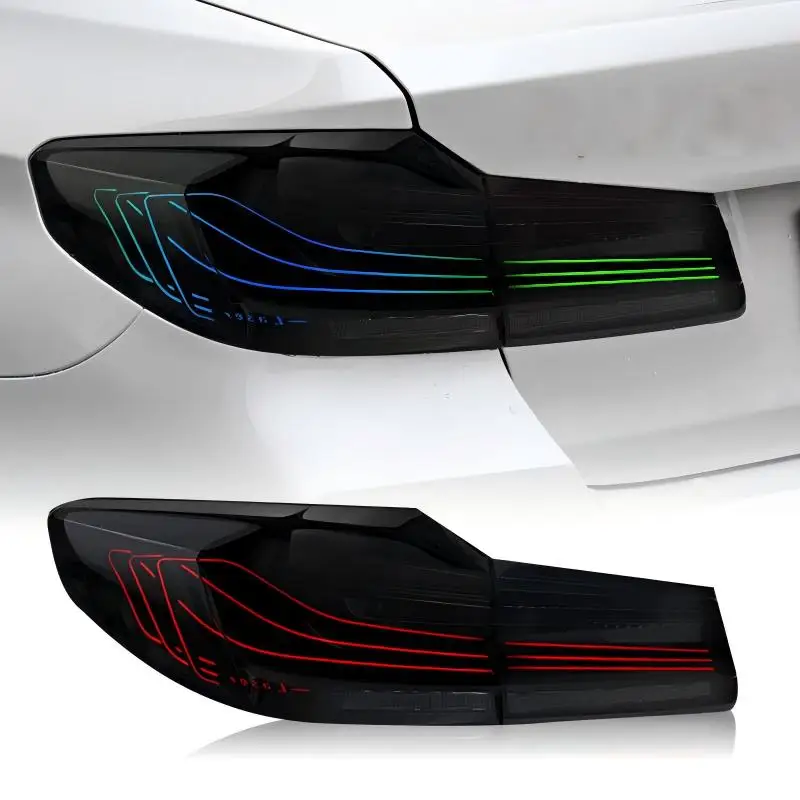 

Для BMW 5 серии G30 G38 RGB 2017-2023: Обновленные задние фонари, светодиодные задние фонари, Plug and Play, автомобильные аксессуары для сигналов поворота