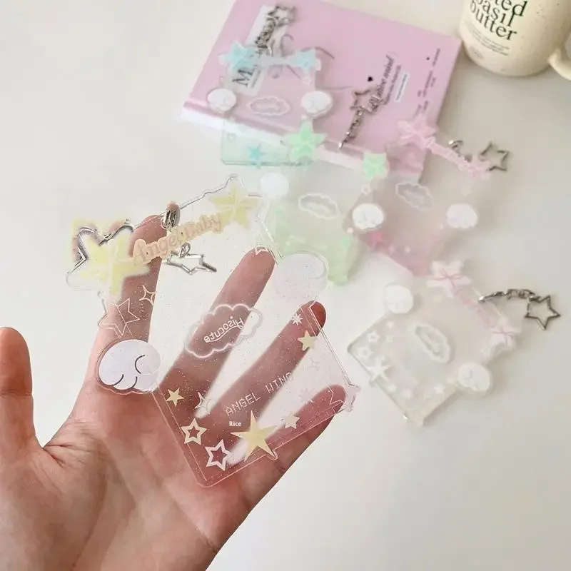 الاكريليك ستار أجنحة شفافة Kpop حامل بطاقة الصور واقية المفاتيح Y2K لطيف 3 بوصة بطاقة كم ظهره الديكور #4