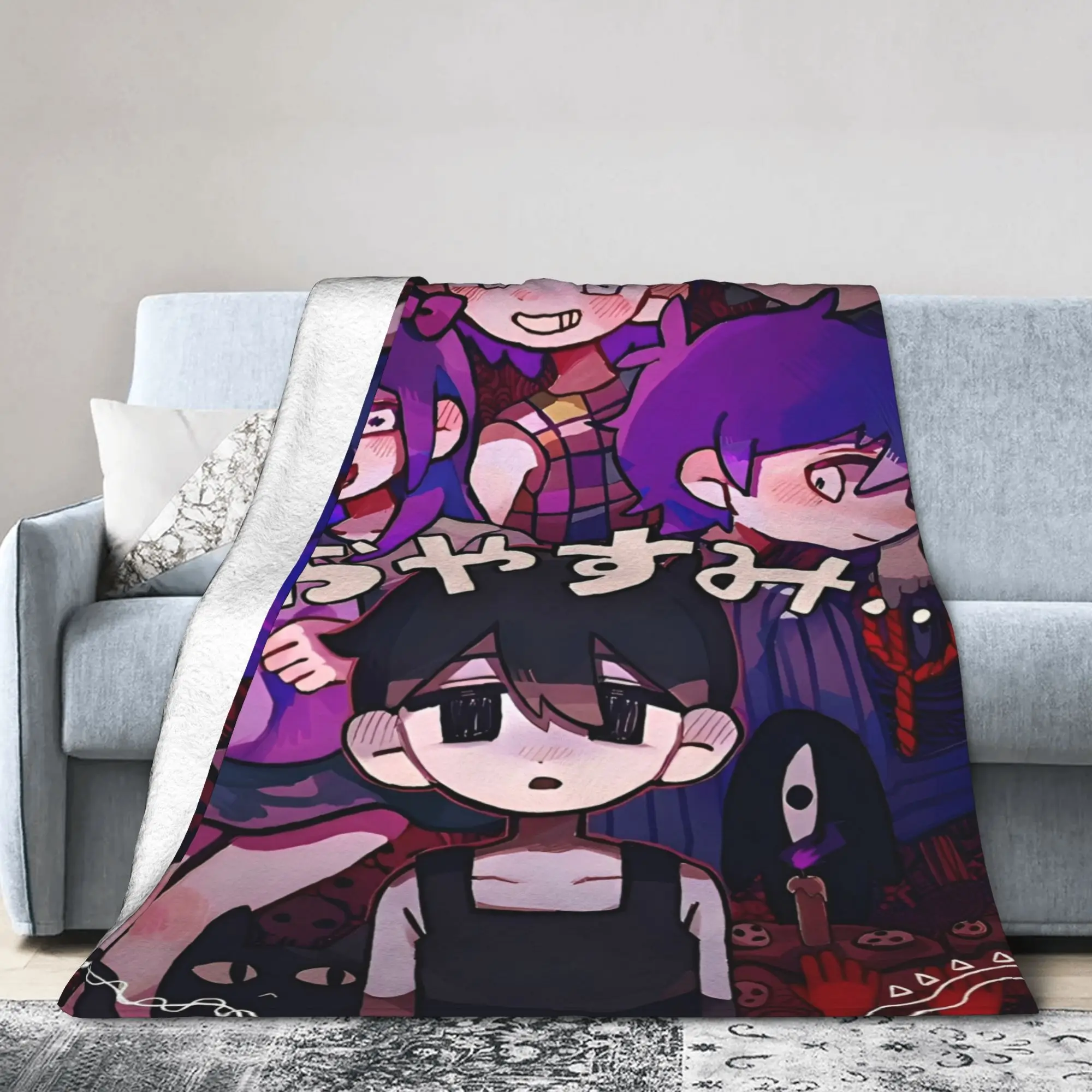 Anime Basil Sunny Omori Game Blanket Super Warm Comfortable Plush Throw Blanket For Home Decor Flannel Bedspread Bed Cover