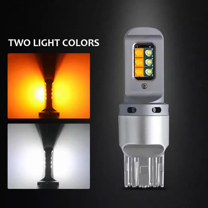 Led Bulbs T25 3157 T20 7443 1157 BAY15D Turn Signal DRL Canbus White Yellow 12V With 2 in 1 Car Led Lamp For Car Two-Colors Lamp view 5