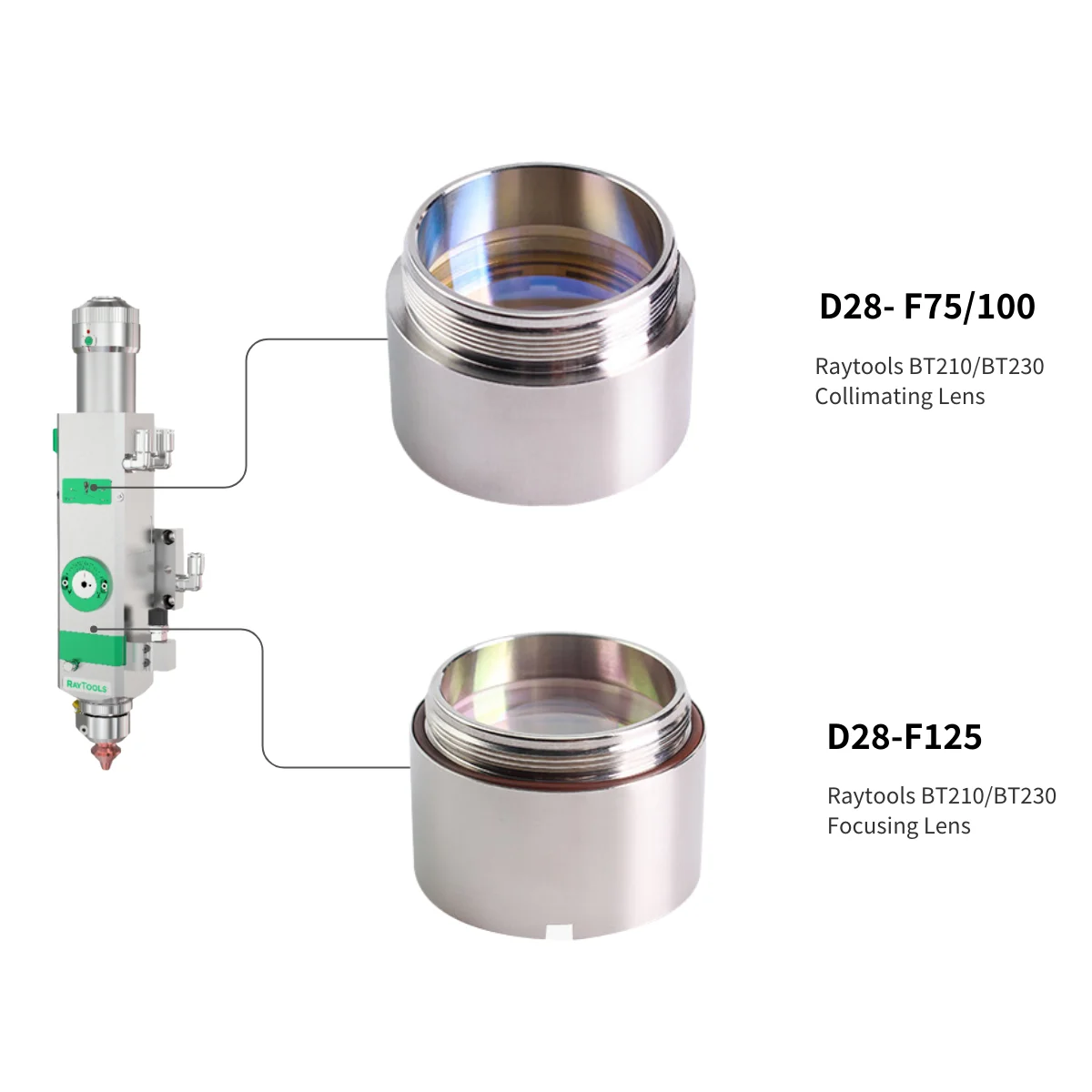 Raysoar D28 F75 F100 F125 F150 Focusing Lens Collimating Lens Assembly 120AH0700A 210FLA3031 for Raytools Cutting  BT210