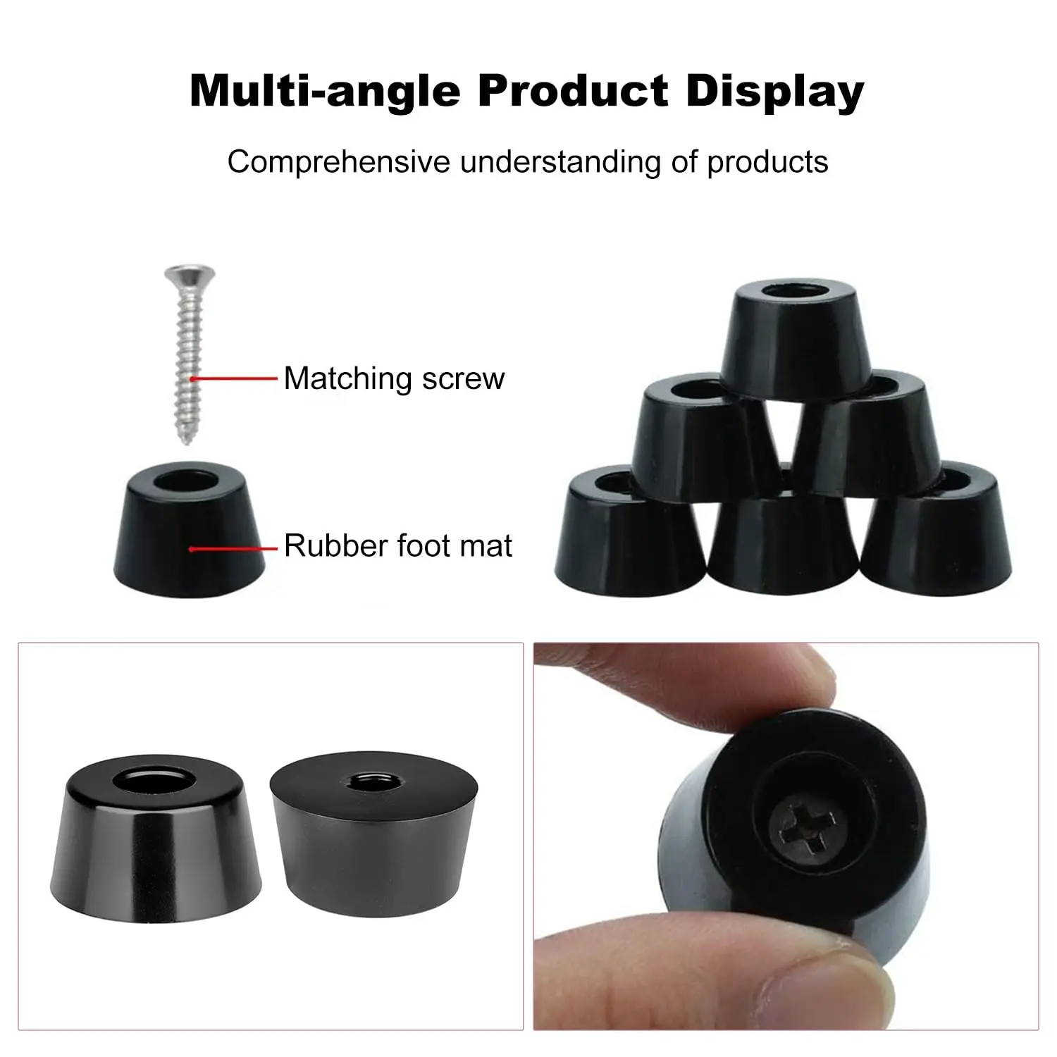 Rubber Furniture Feet Pads with Screws, Anti-Slip Floor Protection for Chairs Tables Cupboards, 23x16mm Universal Furniture Feet image 3