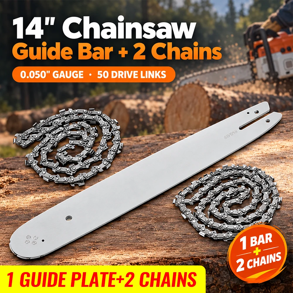 Premium 14/16 Inch Chainsaw Guide Bar and Chain Combo 3/8