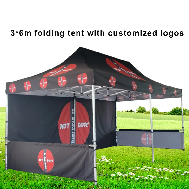 3x6 Aluminum Gazebo  Outdoor Shelter Easy Up Canopy Folding Tents Customized Logo Customized Color For Commercial Promotion