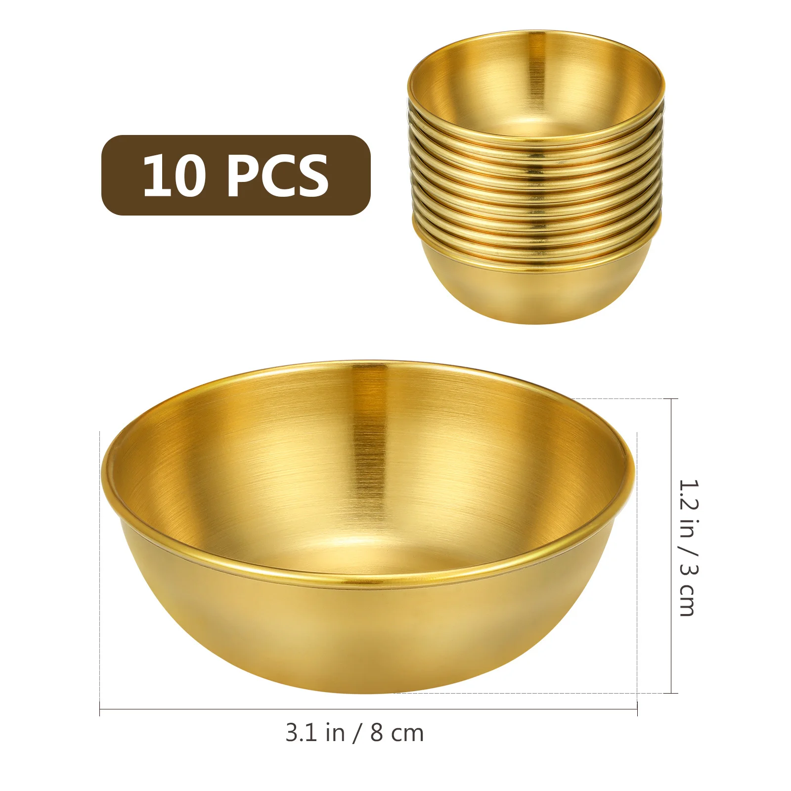 

10pcs Stainless Steel Sauce Dishes 5.5Inch Appetizer Serving Plate For Salt Soy Sauce Vinegar Oil Spice Dish Kitchen Barware Use
