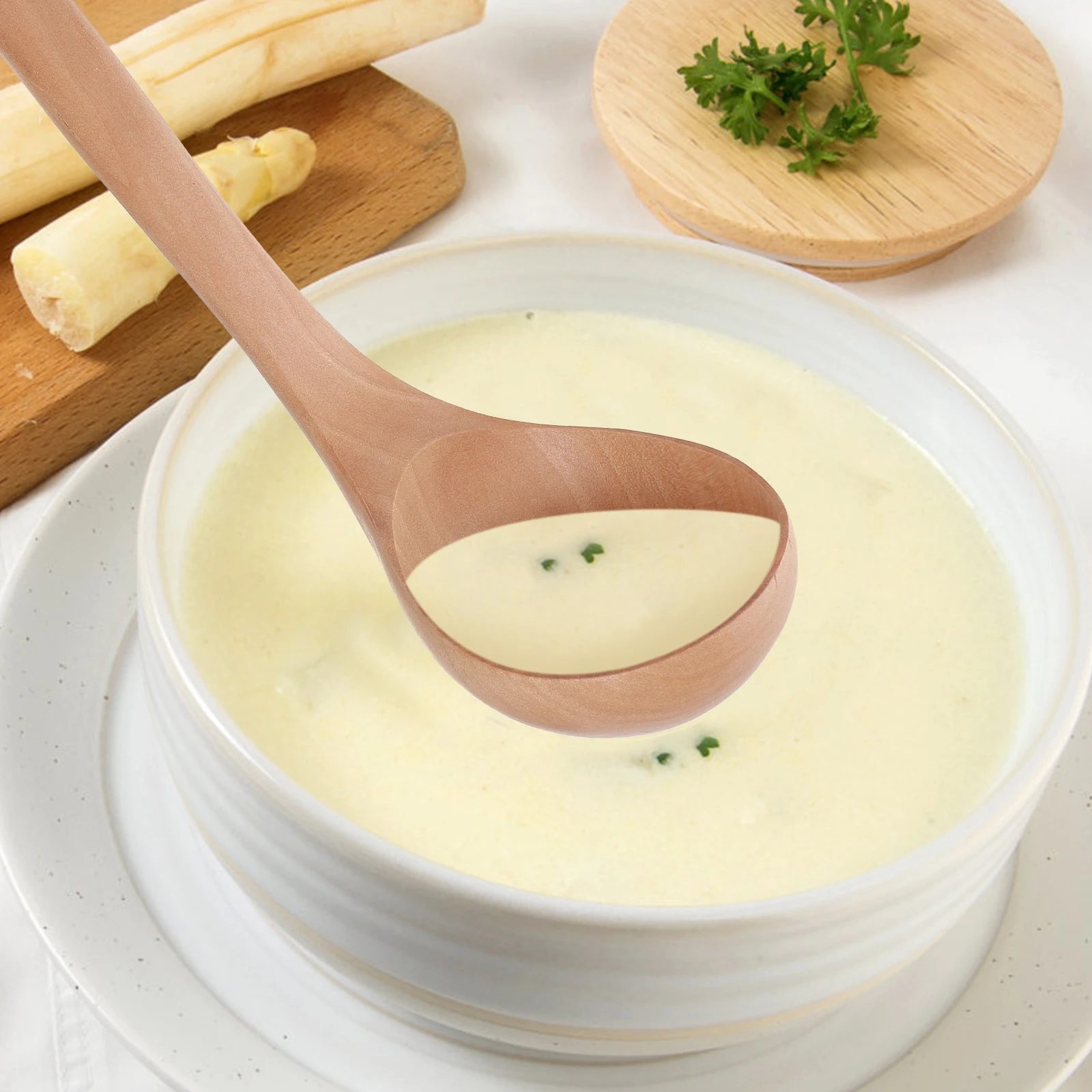 

Long Handle Wooden Soup Hot Pot Spoon Stirring Mixing Porridge Spoon Non Stick Cookware Rustic Design Wall Decor Gift For Cooks