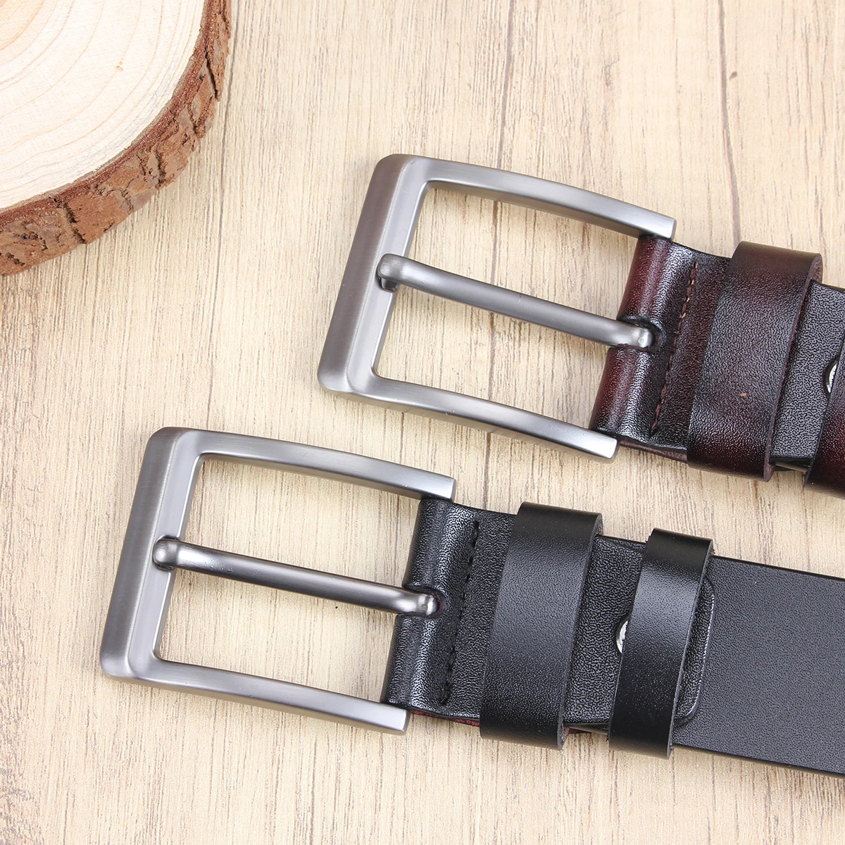 

Silver square needle buckle3.7cm wide men's and women's Western bull head denim style bull scalprendy belt smooth buckle