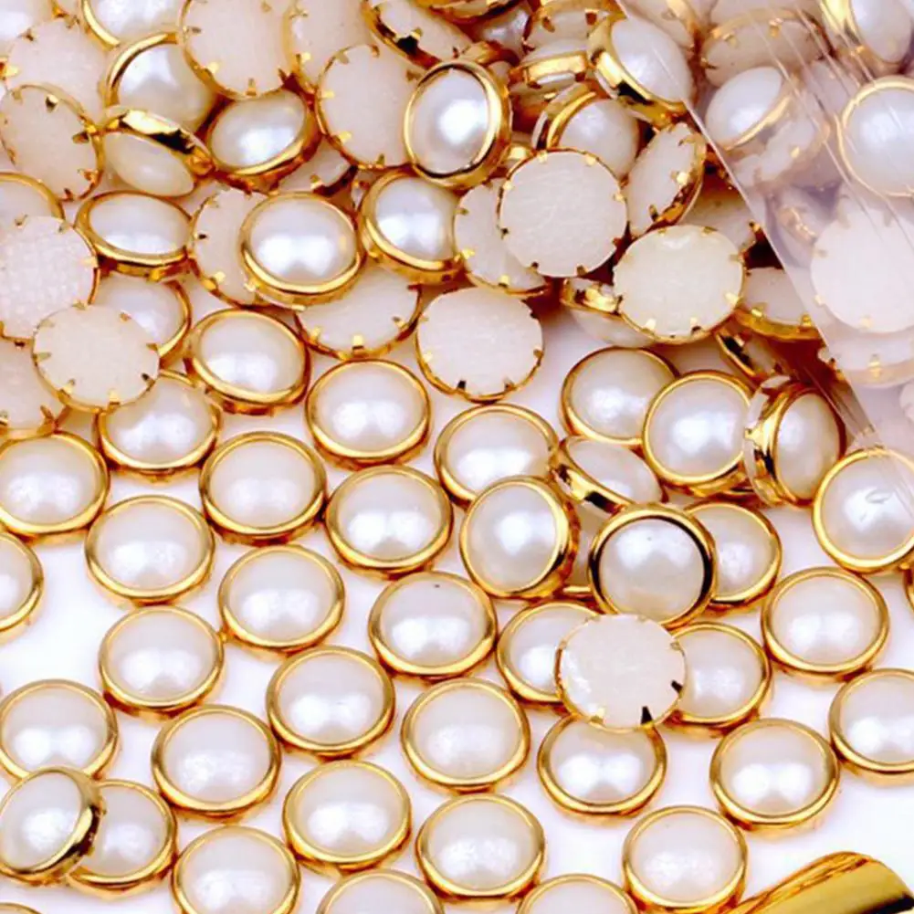 Flat Bottom Nail Art Jewelry Sparkly Nail Accessories 100pcs Metal Rhinestone Nail Beads Set Half Round Diy Art for Manicure