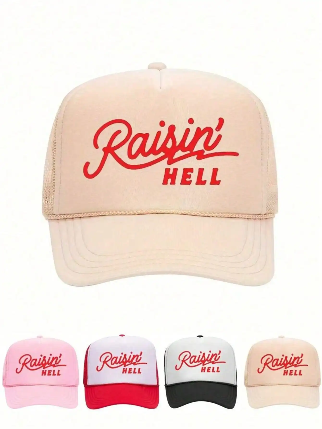 1pc Boné Trucker Estilo Cowboy Ocidental Raisin' Vintage, Boné Snapback de Malha Respirável para Mulheres |   Estilo Cowboy Ocidental
