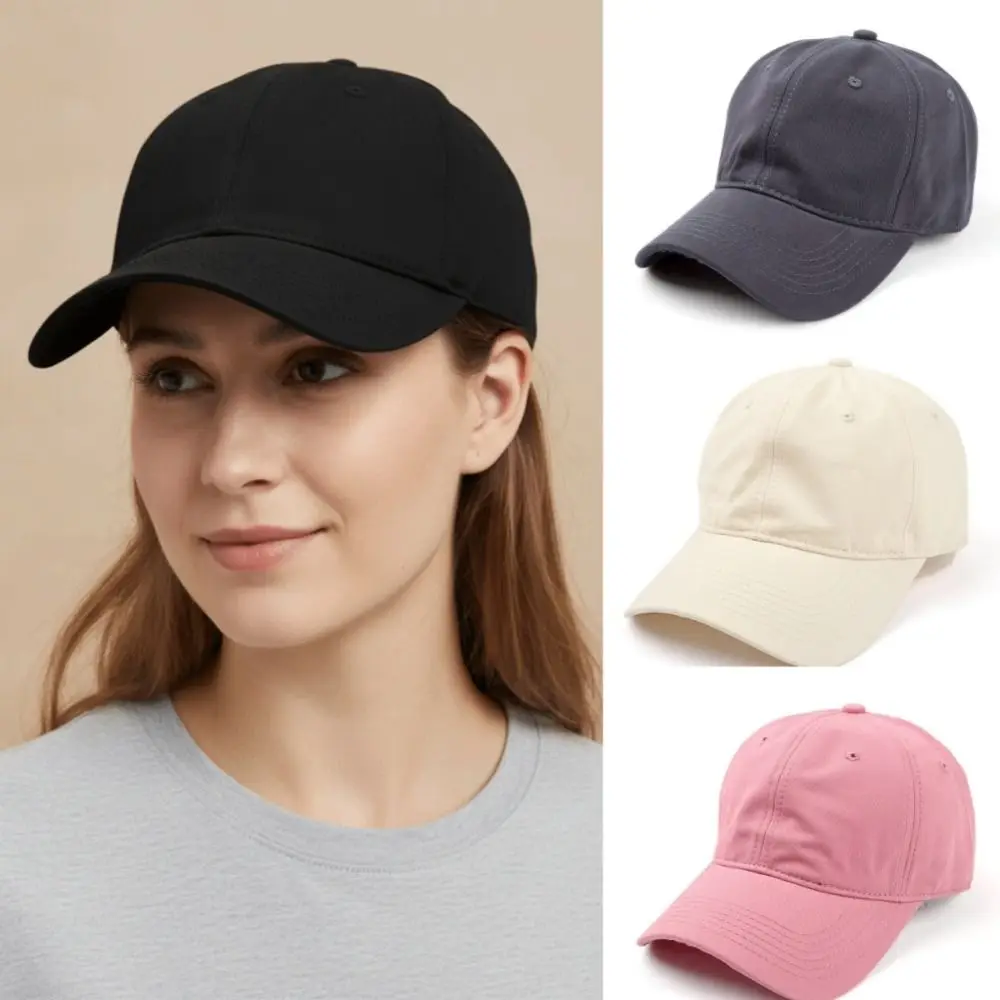 

Fashion Simple Unisex Solid Color Cap Cotton Korean Plain Baseball Cap Soft Retro Sports Sunshade Hat Couple