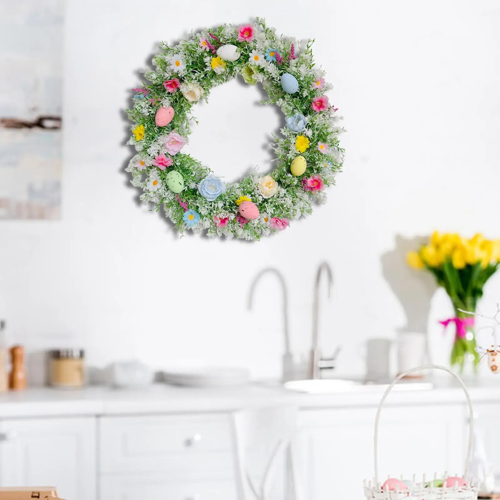 بيضة عيد الفصح زهرة إكليل زهرة اصطناعية إكليل الزخرفية إكليل الربيع باب إكليل للمنزل خارج الاحتفال زخرفة #1