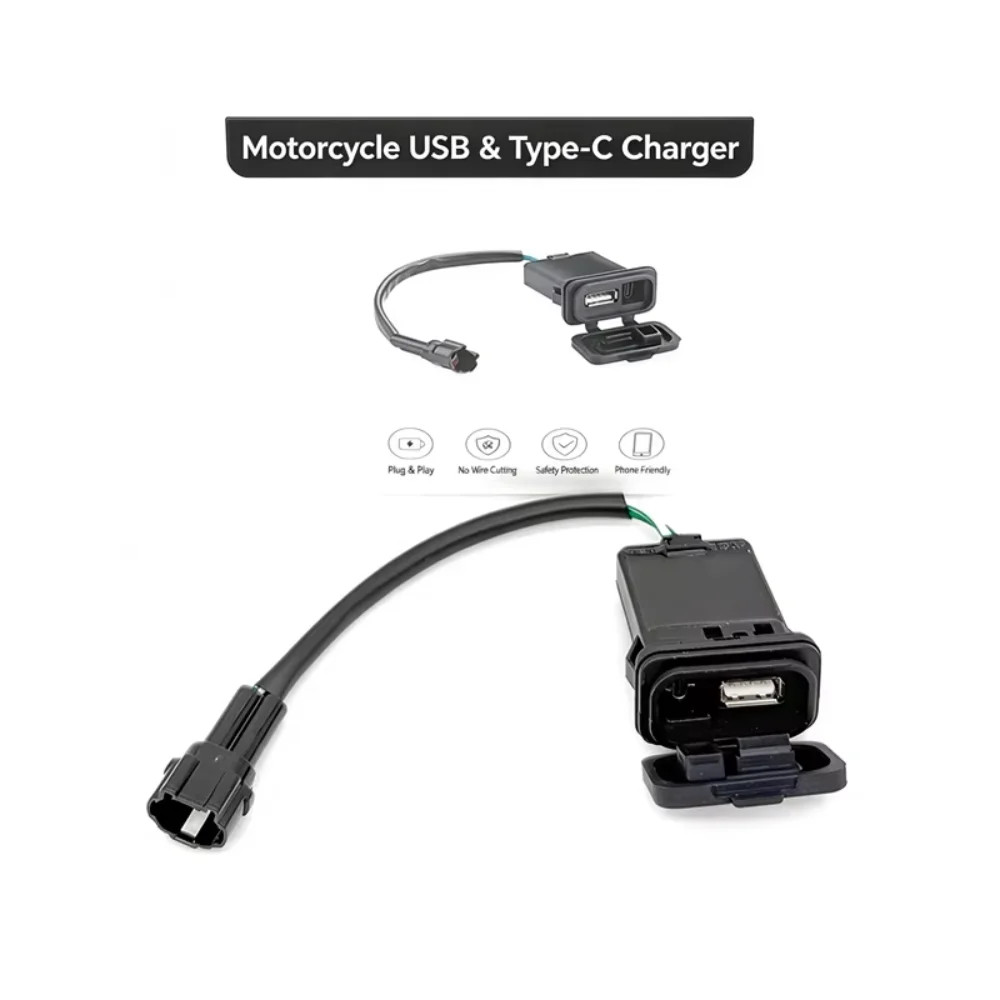 For CFMOTO CF MOTO 250SR 250SRS 250SR-S SR250 250 SR 450 SRS Motorcycle USB Power Interface Socket Type-C Impulse Charger Port