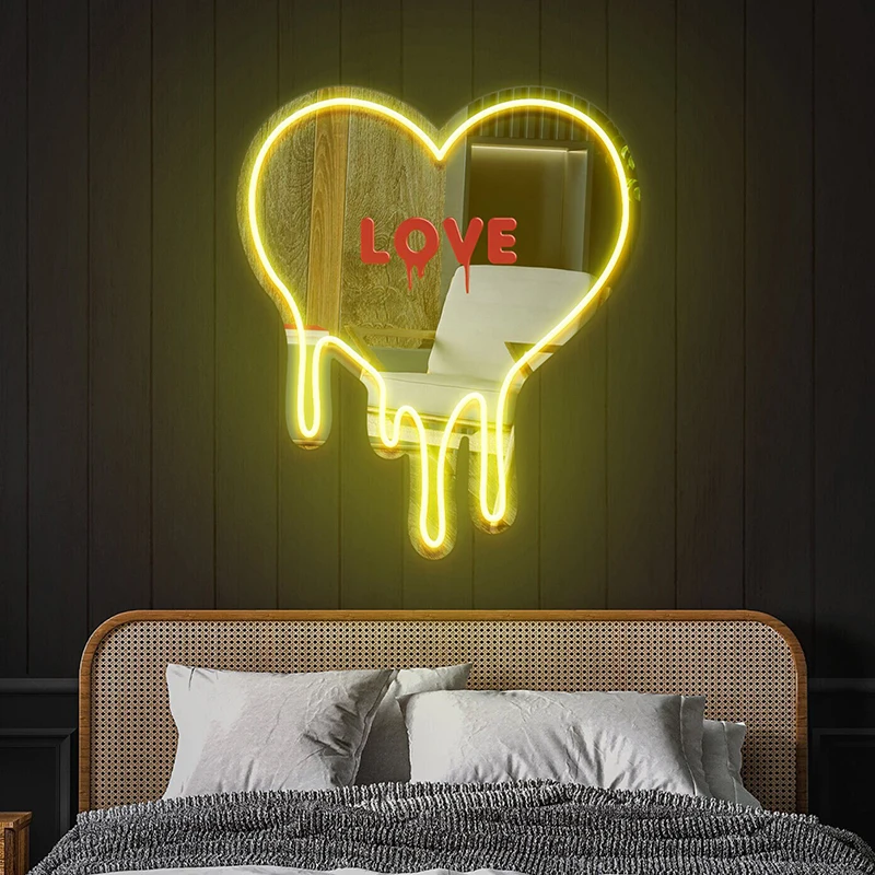 Smelt Hart Neon Bord Slaapkamer Woonkamer Muur Decor Custom Neon Borden Bruiloft Feest Evenement Decoratie Hart Spiegel Led Licht