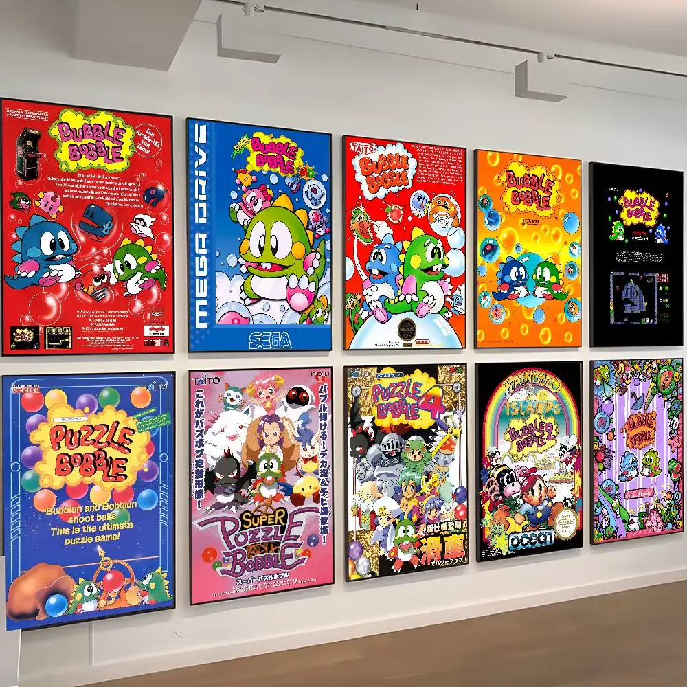 Pósteres de Anime B-Bubble-B-Bobble para Juegos de Arcade, Decoración Adhesiva, Pintura Decorativa, Arte de Pared, Decoración de Pared de Papel Kraft Blanco