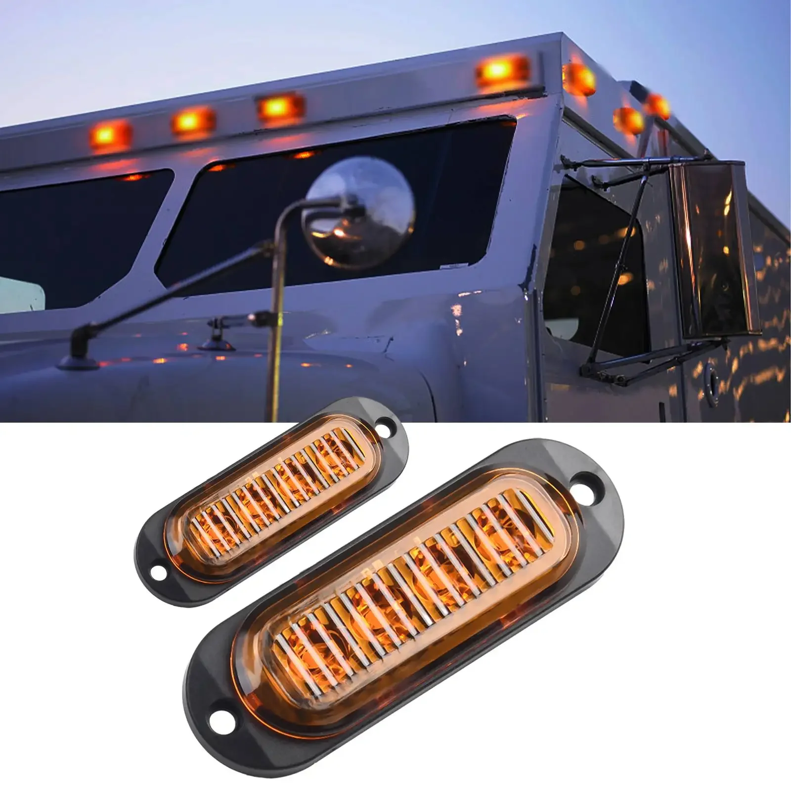 2 uds 12V-24V LED amarillo marcador lateral lámpara de luz indicadora 4LED lámpara camión remolque caravanas accesorios de repuesto