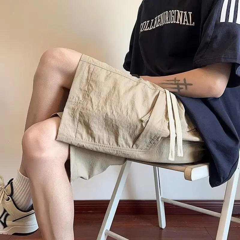 

Loose Fit American High Street Workwear orts Men's Summer Sle Trendy Japanese Large Size plus Size Casual Five-Quarter Pants