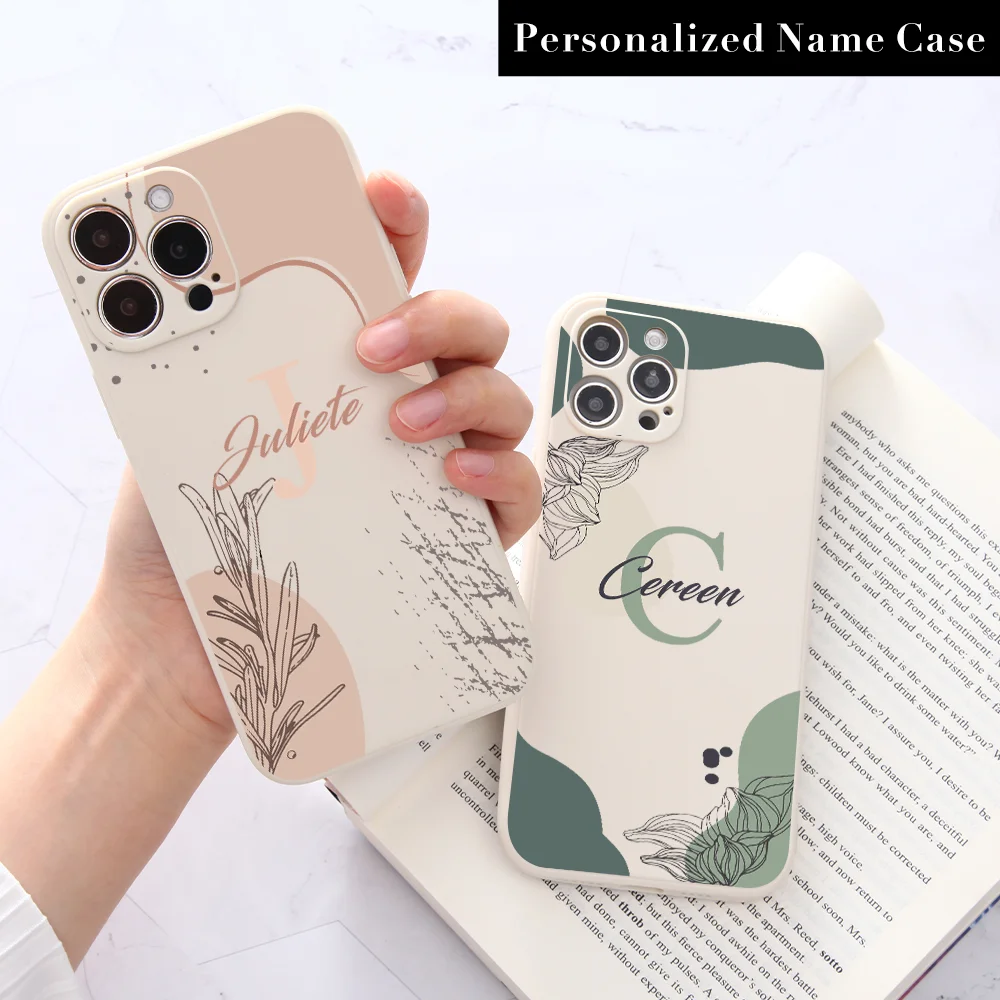 Customized Flower Name Phone Case for iPhone 15 14 13 12 11 Pro Max X XR XS Plus Mini Personalized Soft Cover for iPhone 15 Pro